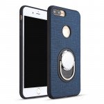 Wholesale iPhone 7 Metal Plate Ring Holder Stand Hybrid Case (Blue)